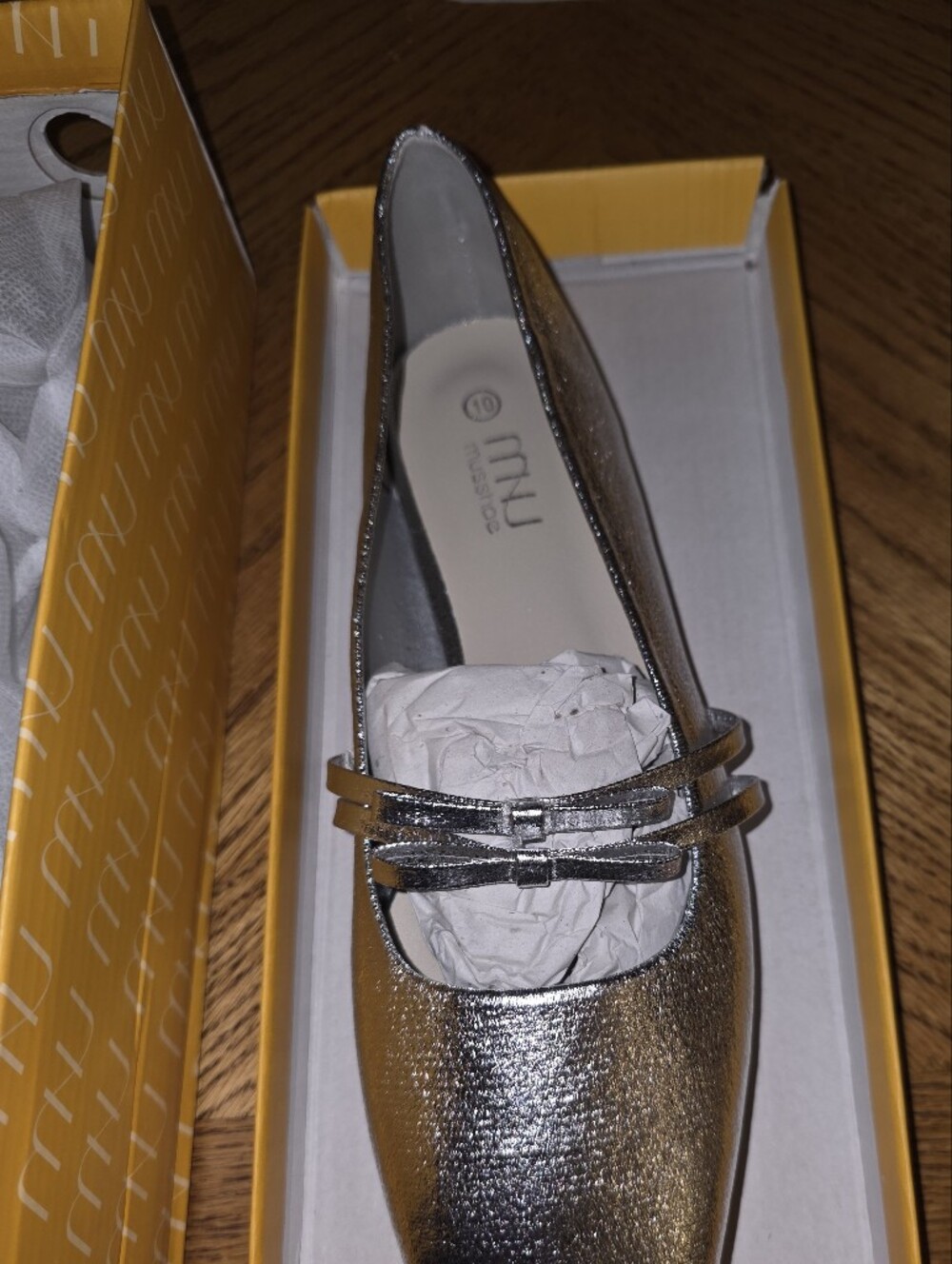 Musshoe Women's Metallic Silver Double-Strap Ballet Flat